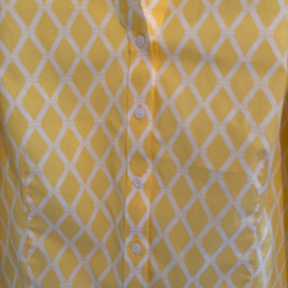 Talbots Casual Yellow and White Button Down Shirt - Picture 2 of 9